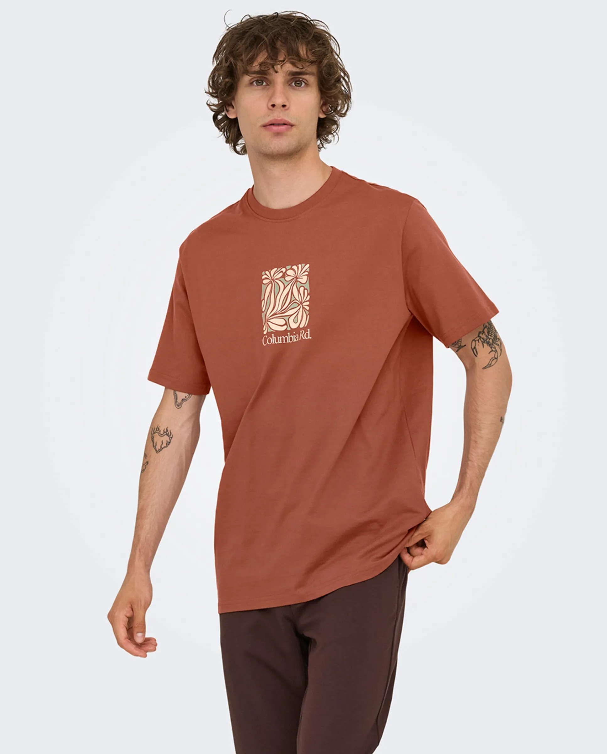 

Мужская футболка с коротким рукавом классического кроя Only & Sons, бордовый