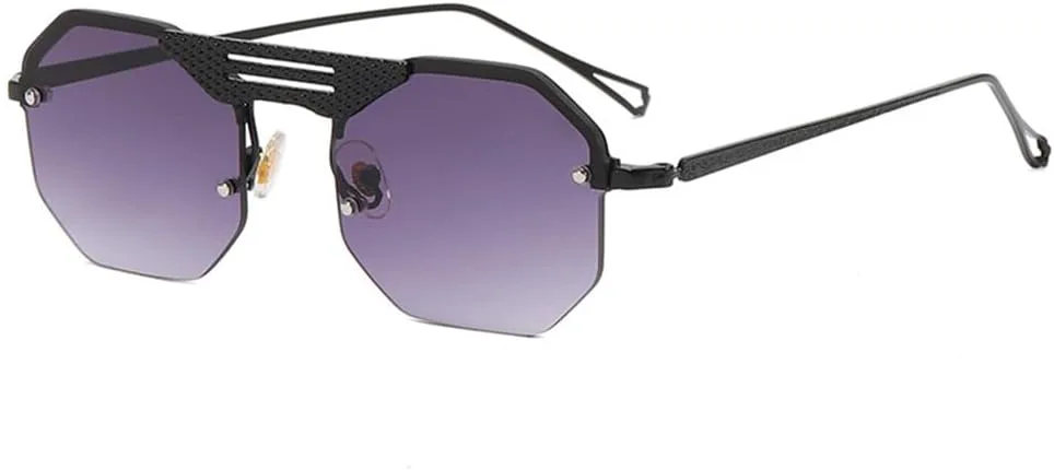 

Винтажные безободковые солнцезащитные очки из сплава для мужчин, солнцезащитные очки с градиентным переходом цвета для женщин, металлические овальные очки HDUBFY, 1