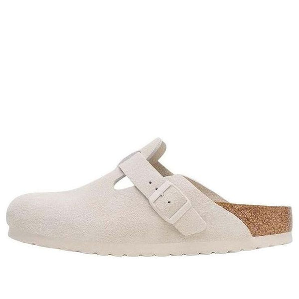 

Тапочки boston soft footbed suede leather narrow fit sandals 'antique white' Birkenstock, белый