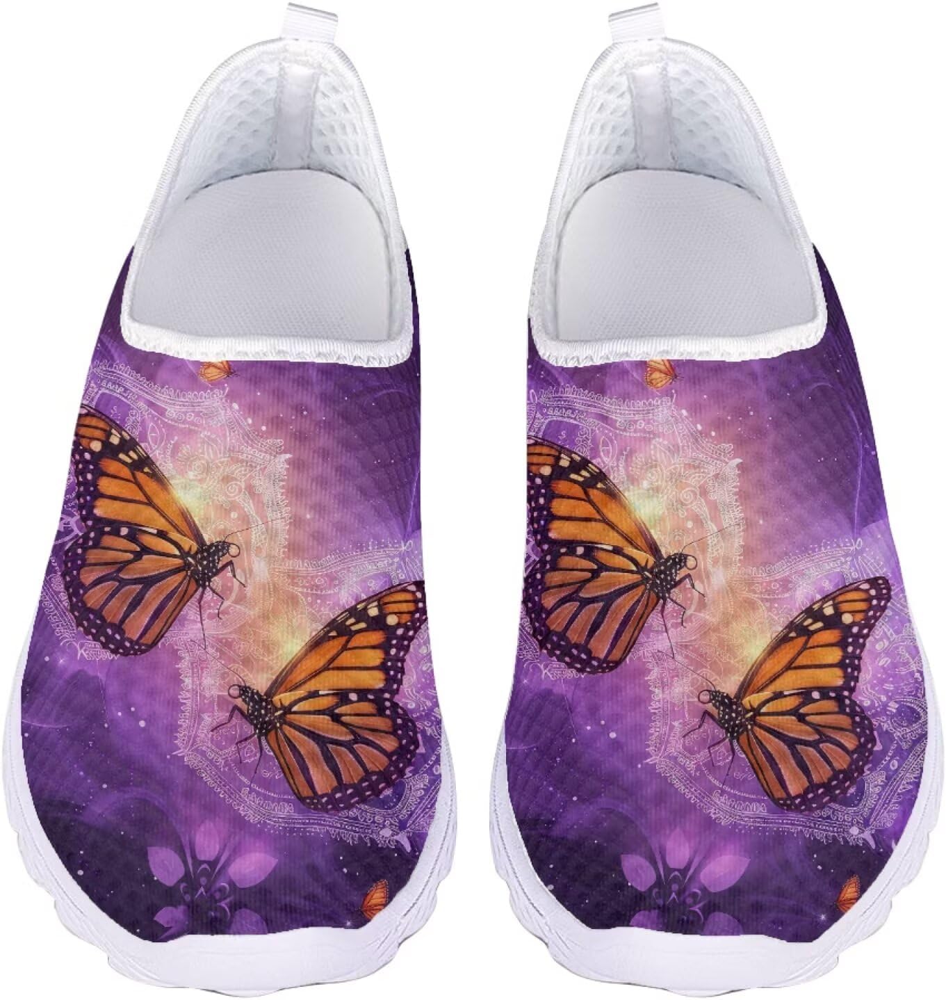 

Кроссовки Jeiento Comfort Slip On для женщин и мужчин с сеткой, дышащие теннисные кроссовки для спорта и бега, повседневные лоферы с бабочкой, Bling Butterflies