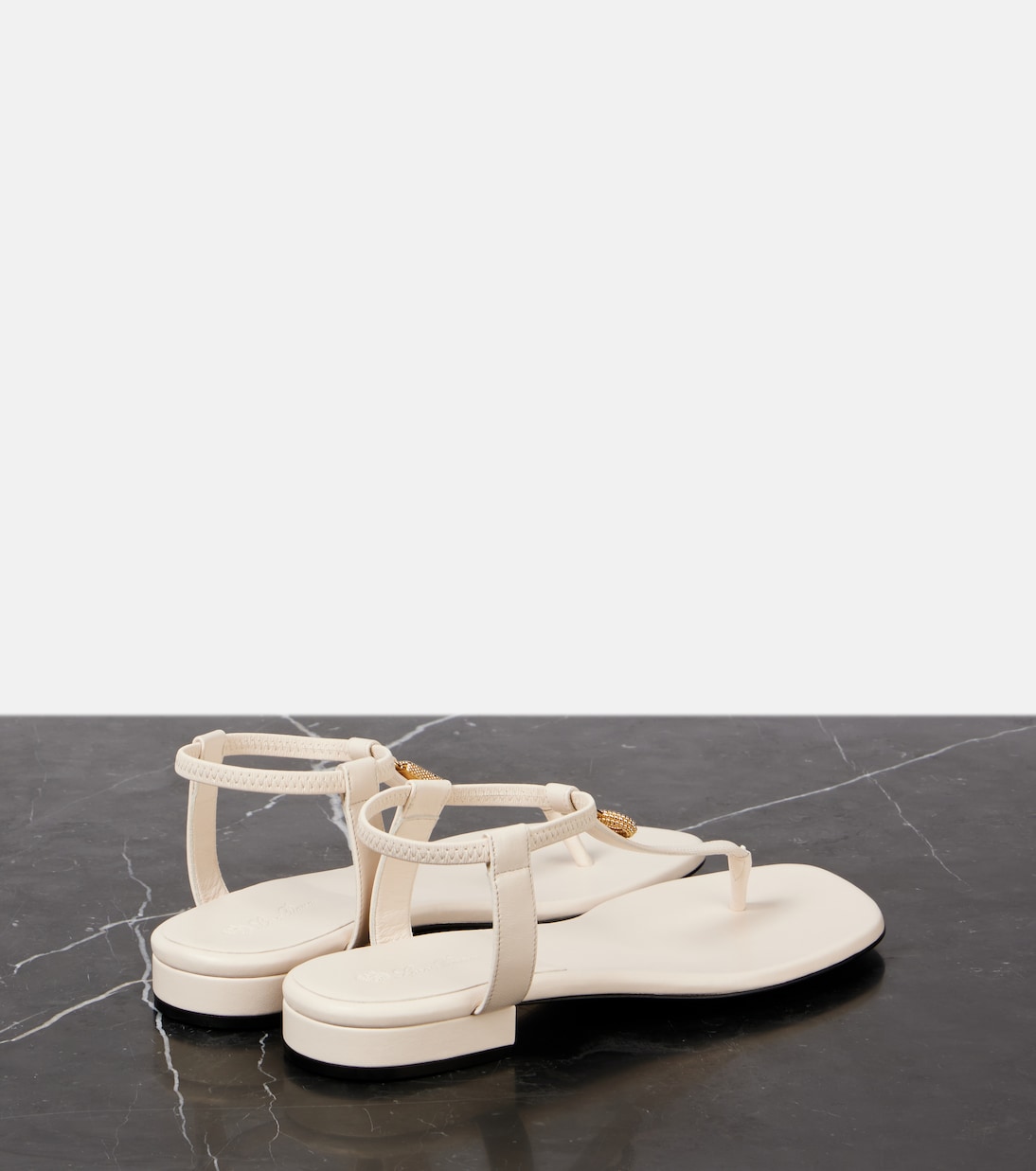 Миндил декорированные кожаные сандалии-танкетки Loro Piana, Whisper White — фото 2