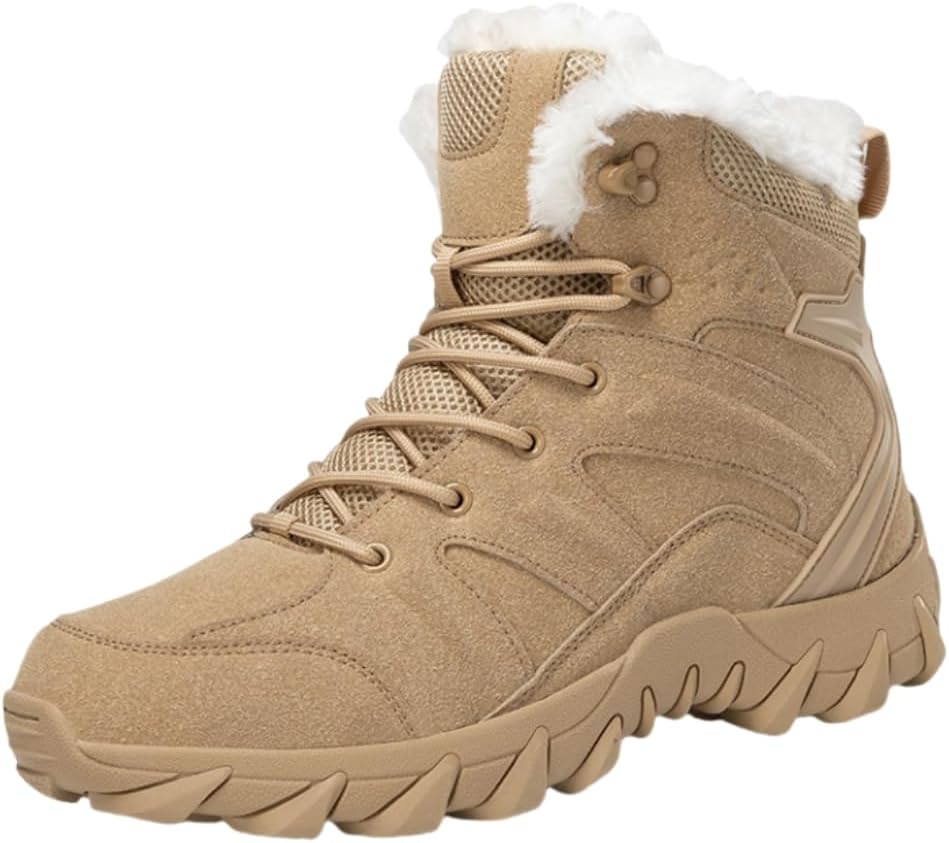 

Мужские противоскользящие зимние ботинки HHHCHPM, термоботинки для зимы, ветронепроницаемые походные ботинки с искусственным мехом, зимние походные ботинки, коричневый