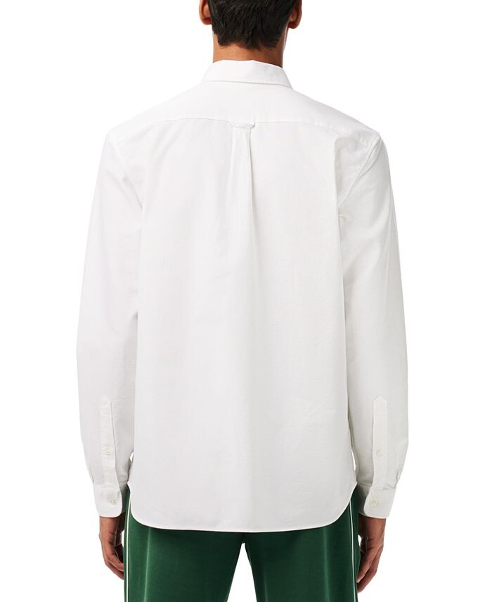 Мужская тканая оксфордская рубашка на пуговицах с длинными рукавами Lacoste, белый — фото 2