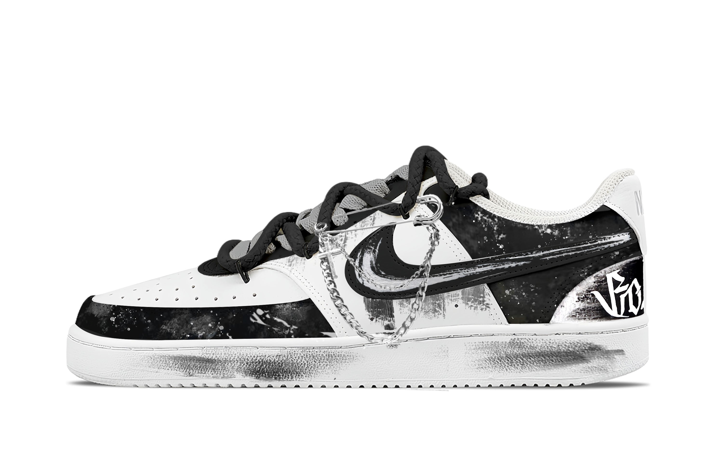 

Court Vision 1 Chain Shadow Ink White амортизация, износостойкие низкие кроссовки для скейтбординга мужские Nike, светло-серый