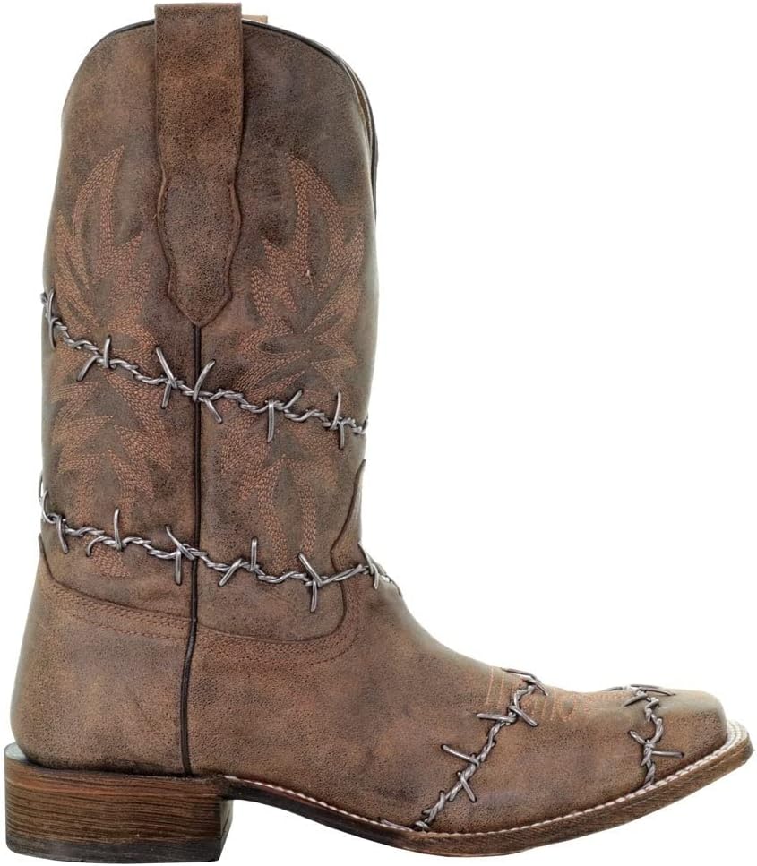 

Мужские ботинки Corral с проволочной вышивкой, квадратный носок, повседневные, средние по голени - коричневые Corral Boots