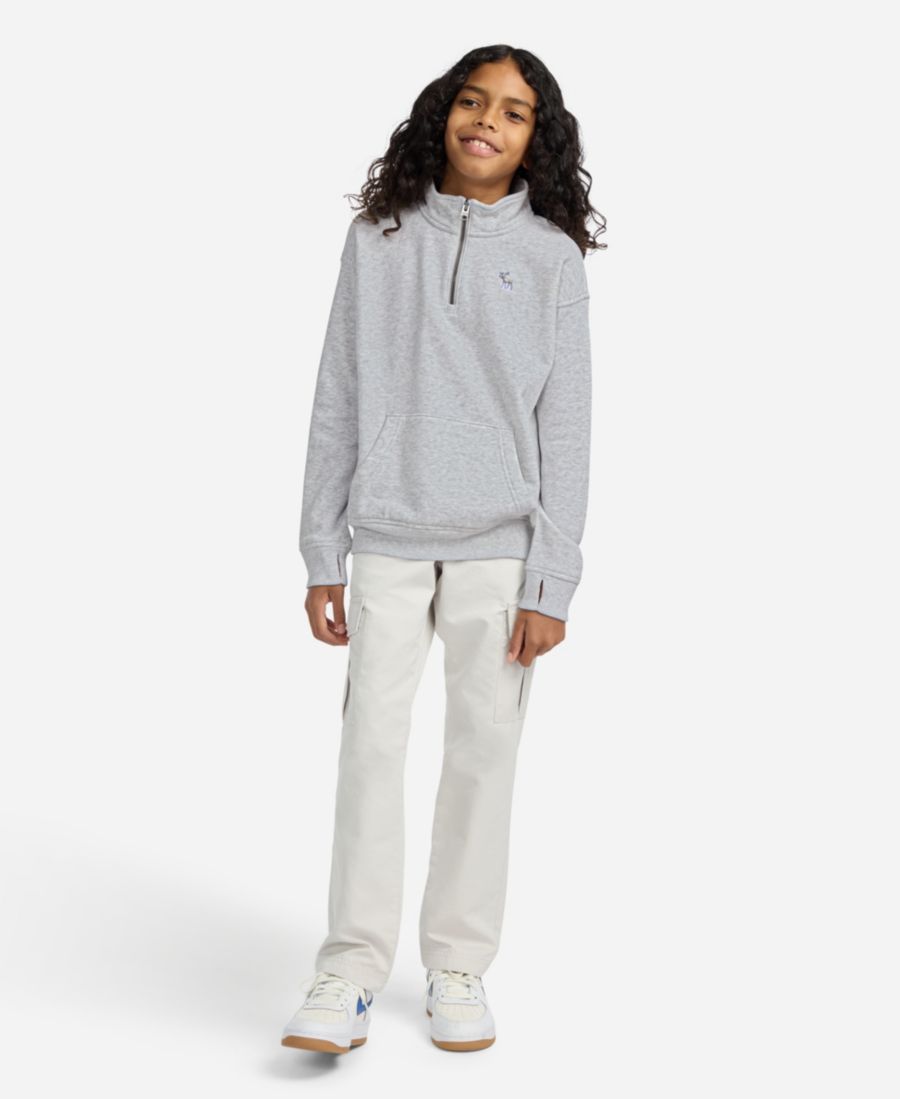 Детская флисовая толстовка Essential с застежкой-молнией до середины груди abercrombie kids, Gray Heather — фото 2
