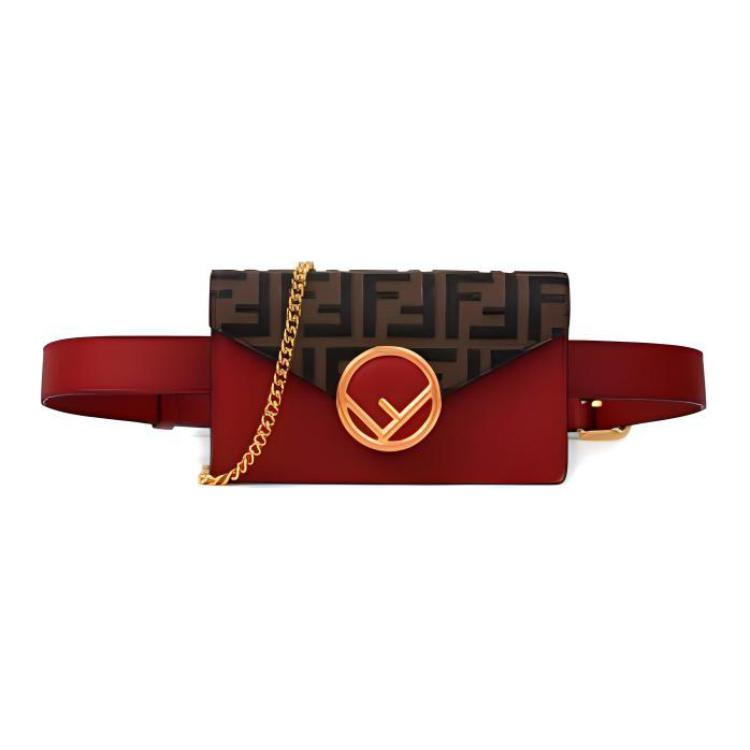 

FENDI Кожаная корова одно плечо кроссбоди поясная сумка women's красный