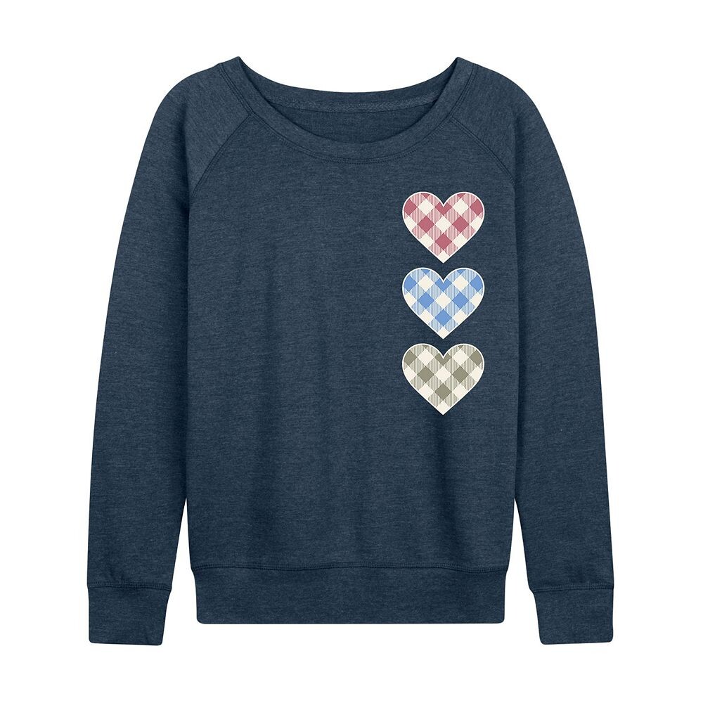 

Женский легкий свитшот из френч терри в клетку Gingham Hearts Licensed Character, цвет Heather Indigo