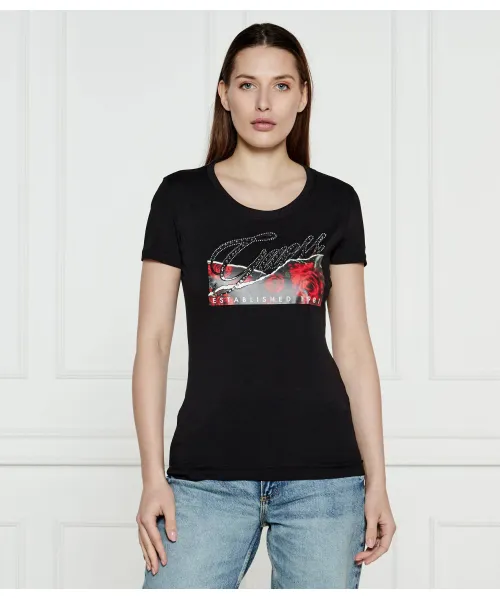 

Футболка с розами Regular fit Guess Jeans, черный