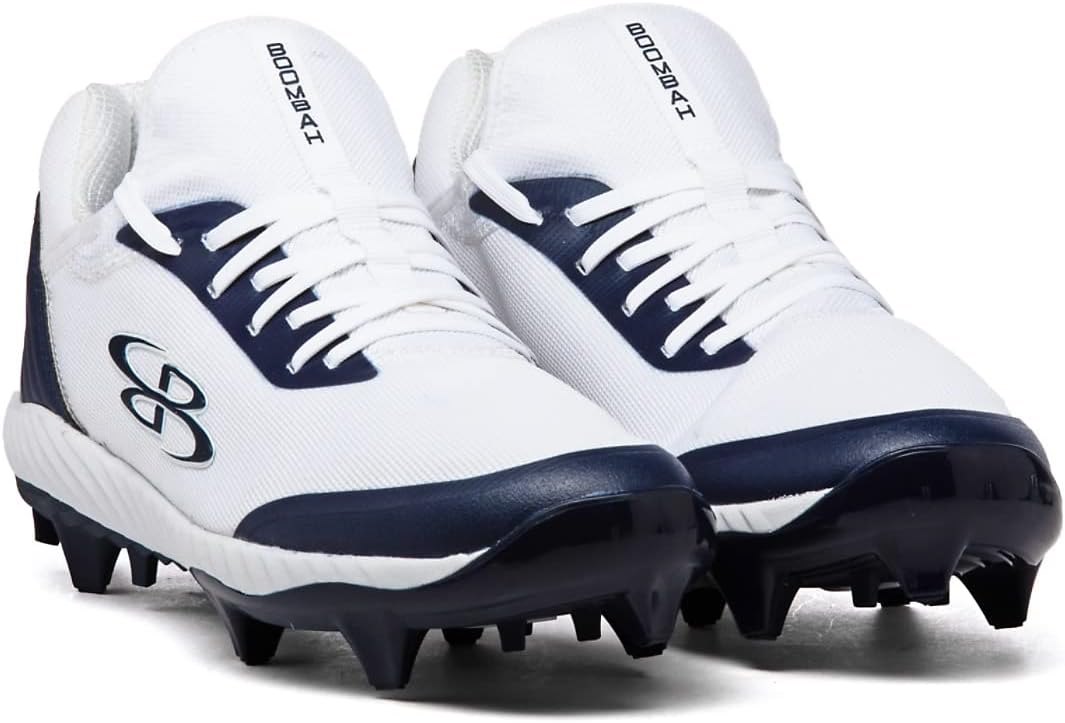 Мужские бутсы Boombah Raptor с формованными шипами - несколько вариантов цвета - разные размеры, белый/синий/темно-синий — фото 4