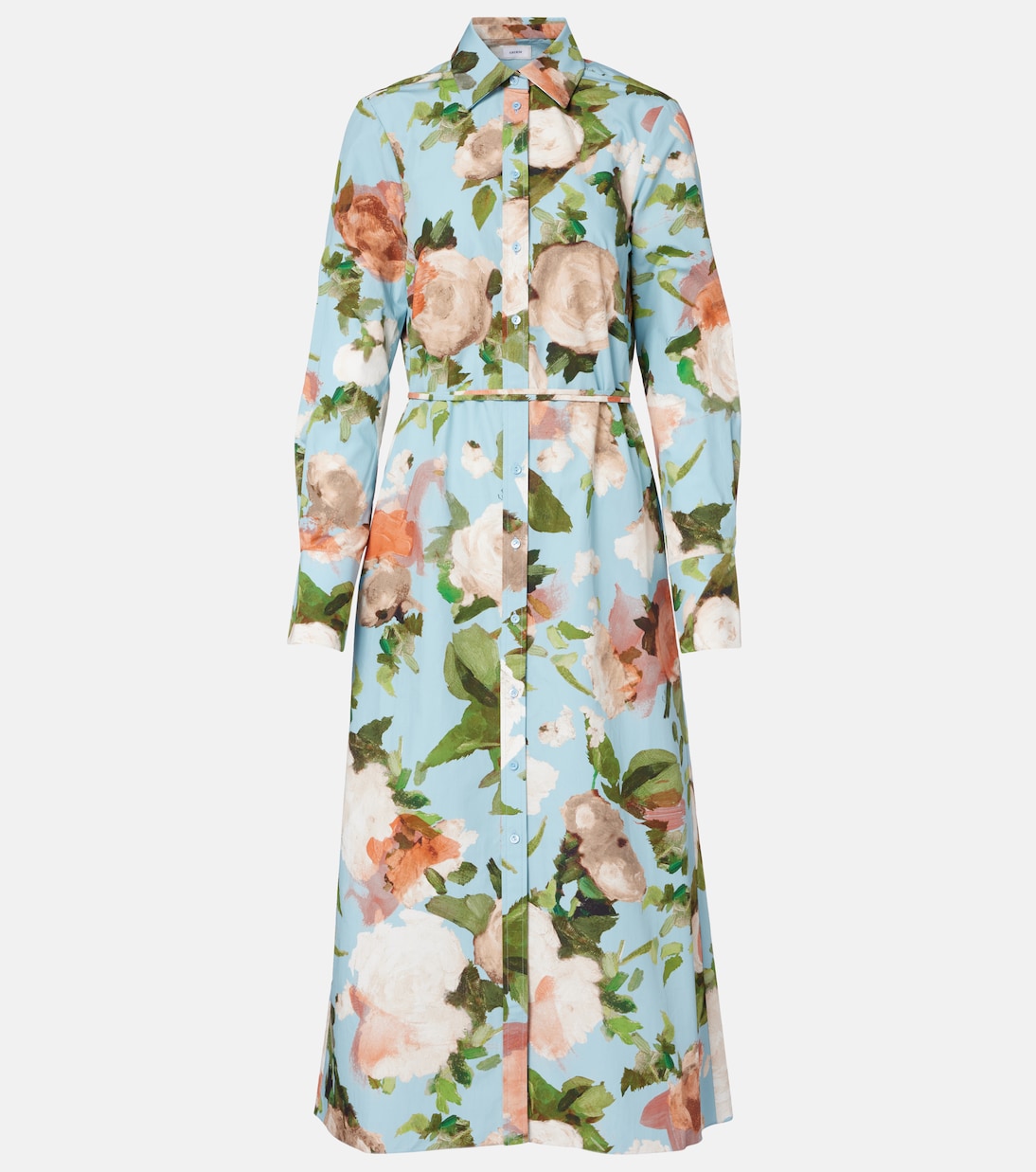 

Цветочное платье-рубашка Erdem, Painted Rose Dream Blue