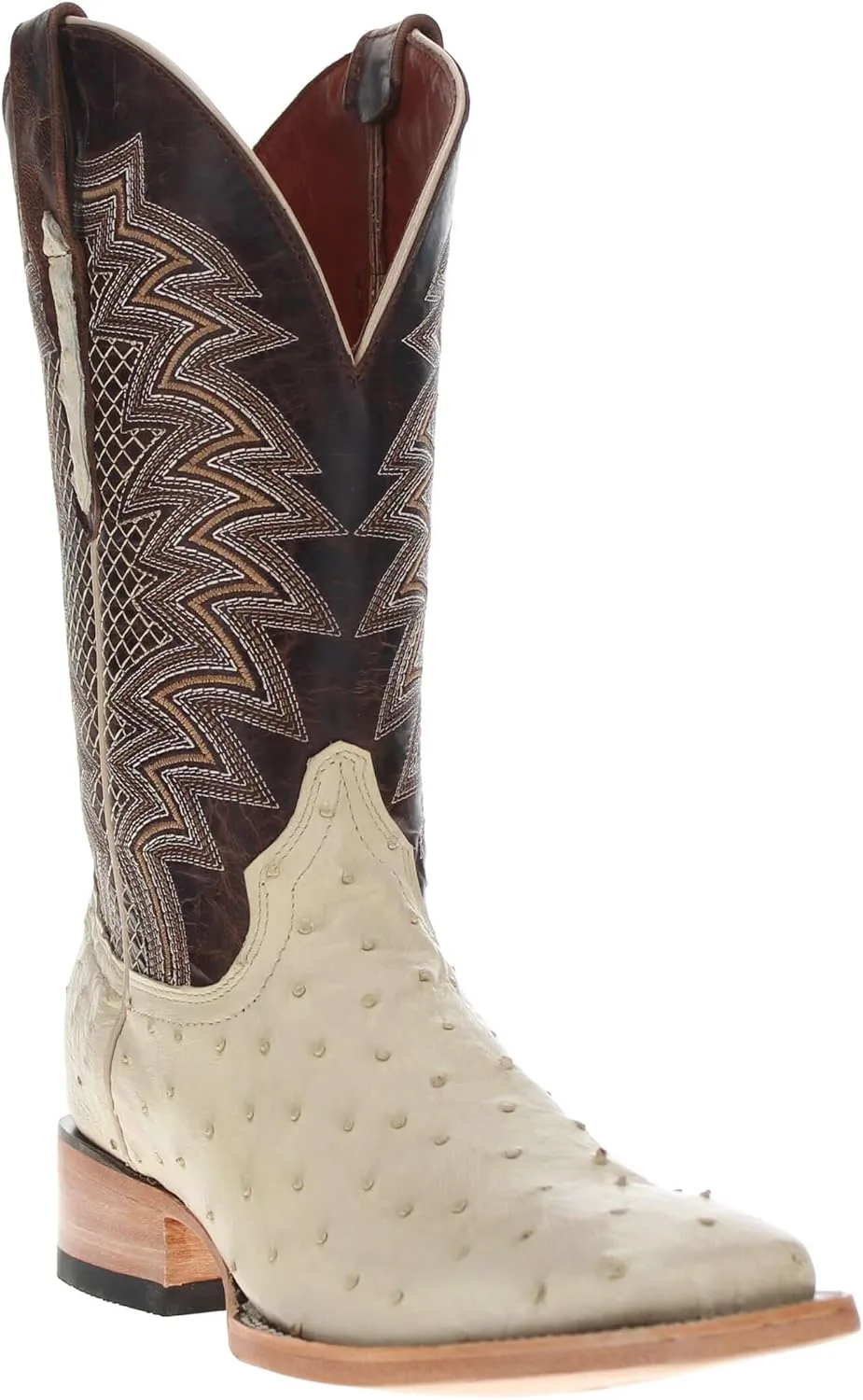 Мужские ковбойские сапоги Vaccari Bennet из натуральной кожи страуса с широким квадратным носком, белый
