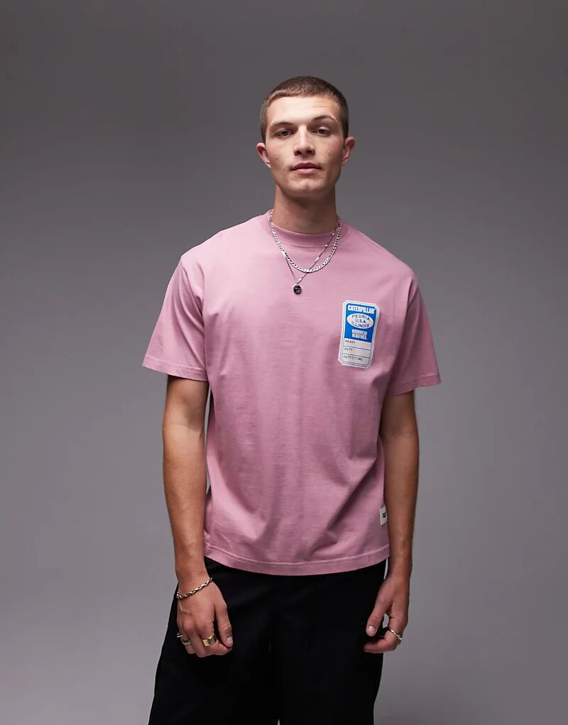 

Футболка CAT WWR с принтом на груди розового цвета