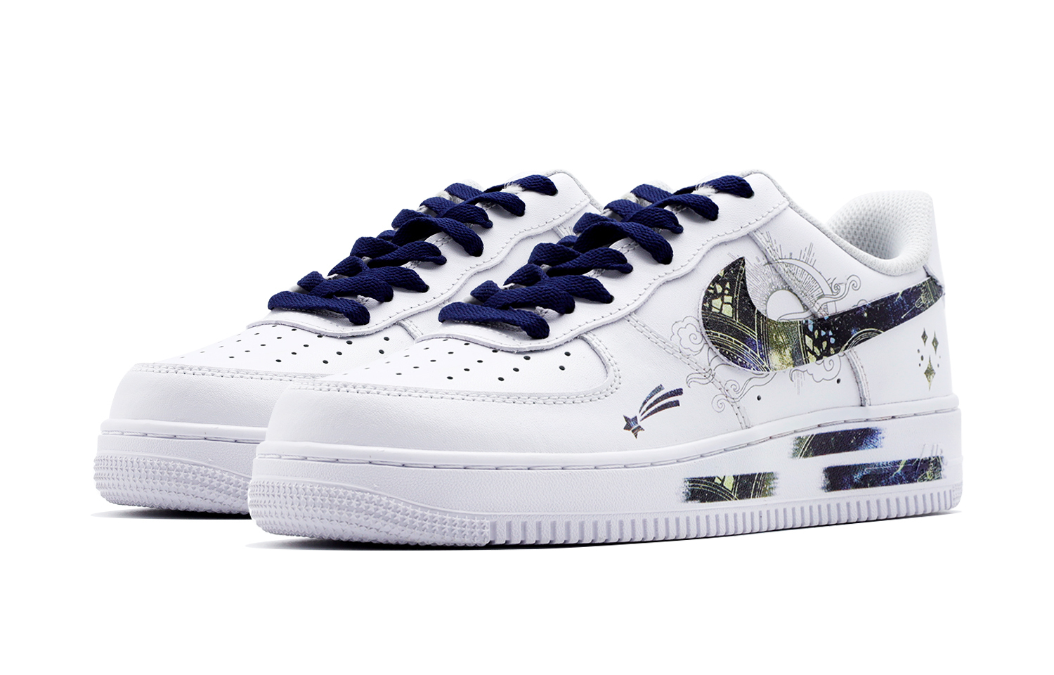 Nike Air Force 1 Galaxy Mooncatcher Кроссовки для скейтбординга мужские бело-синие — фото 3