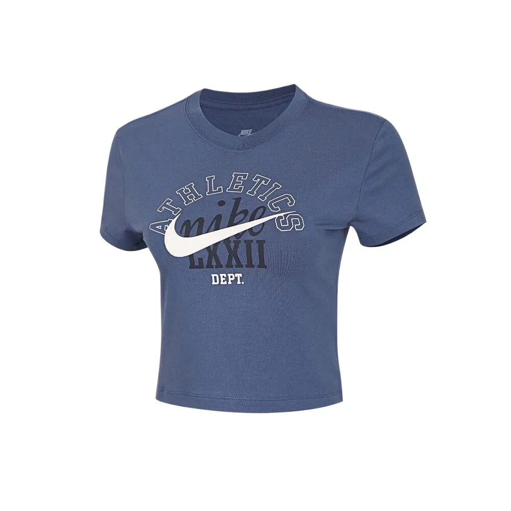 Футболка женская Blue/White, crew neck, moderate Nike