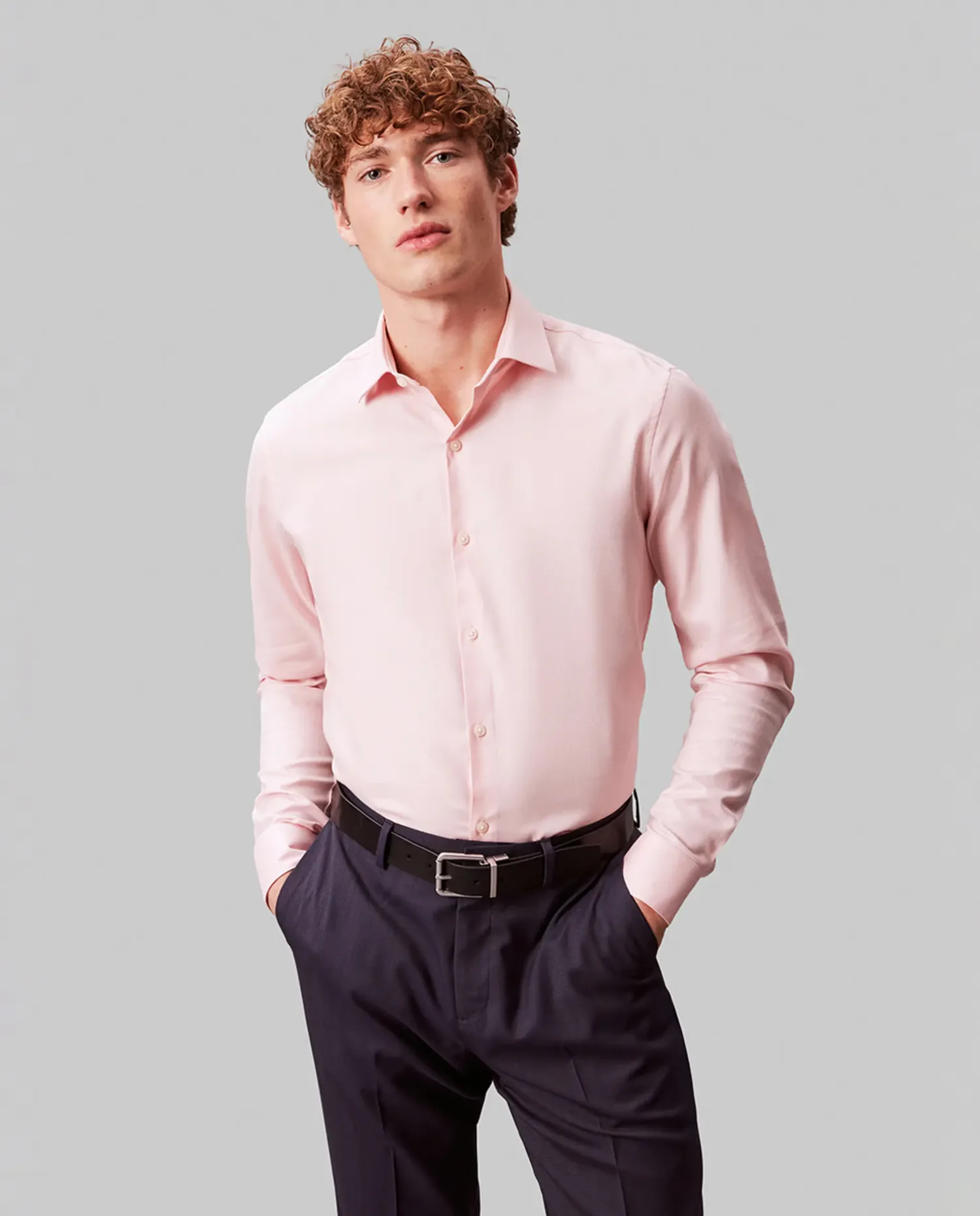 Мужская рубашка из поплина, однотонная Calvin Klein, розовый