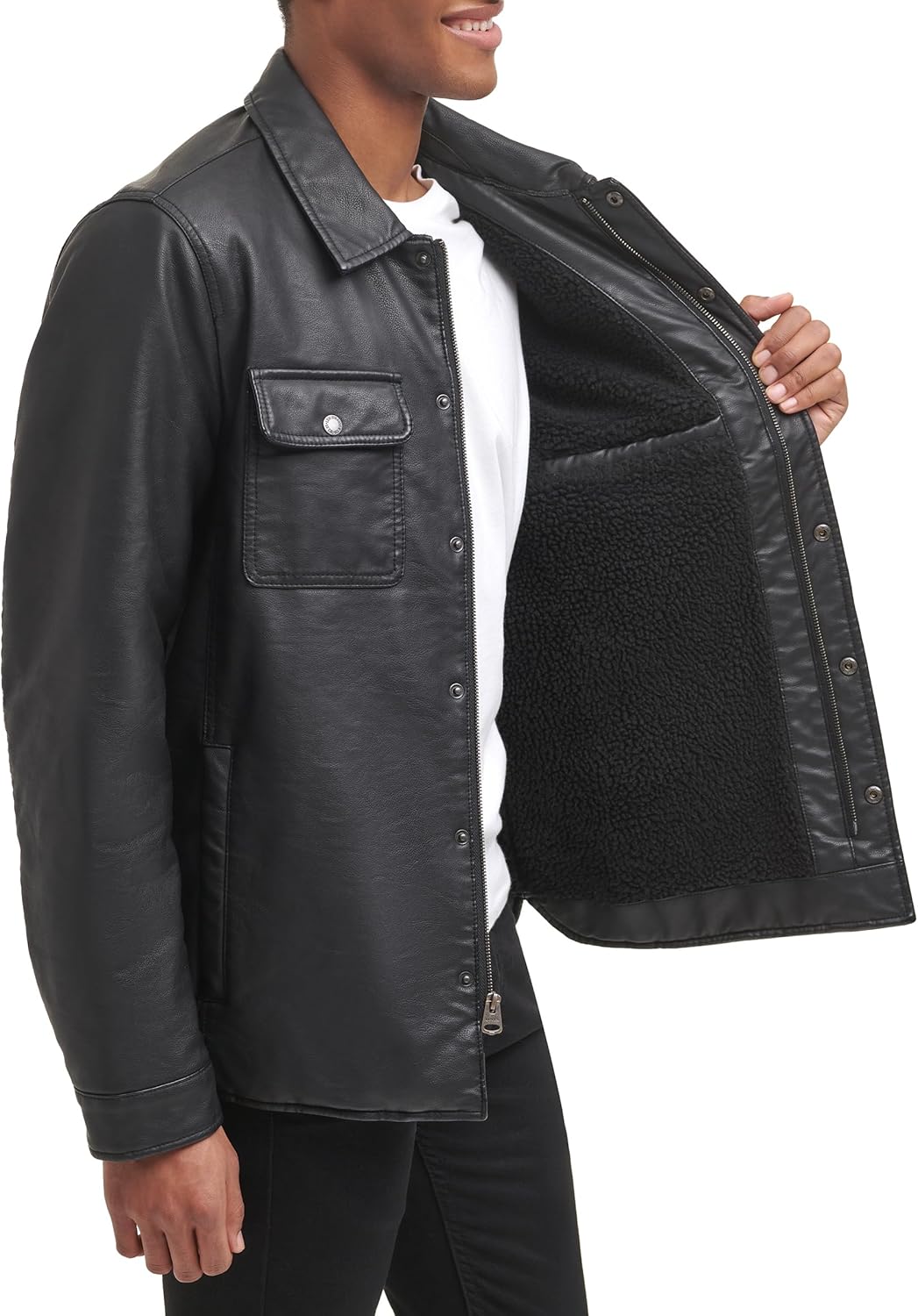 Мужская куртка Levi's из искусственной кожи с капюшоном и полировкой, New Black — фото 2