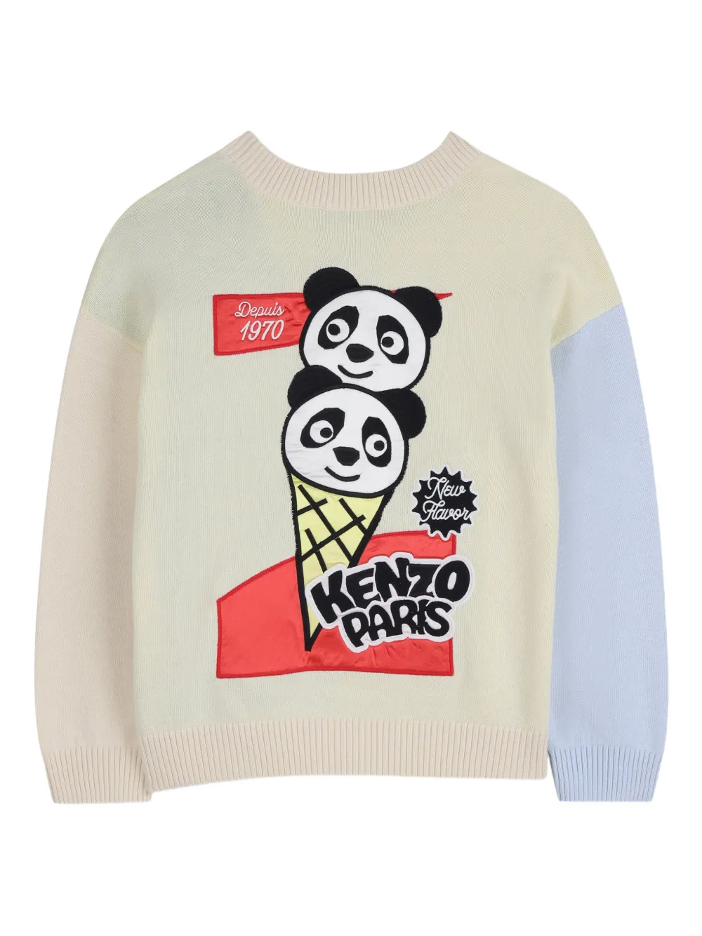 Кардиган в стиле колор-блок Kenzo Kids, бежевый — фото 2