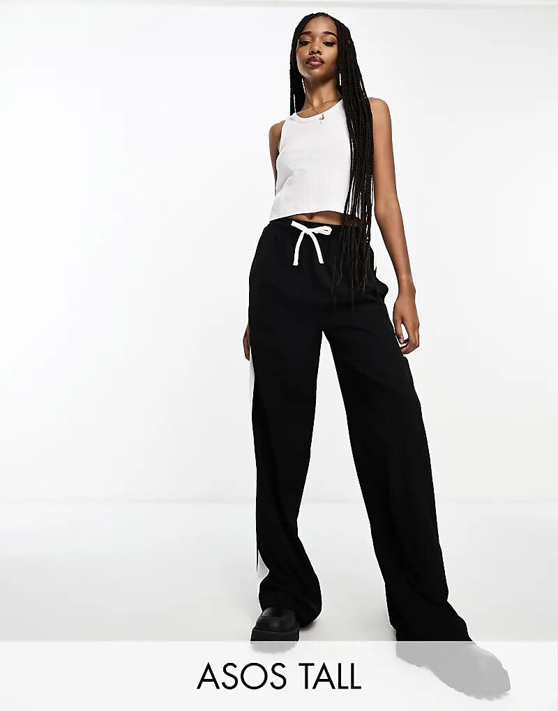 

ASOS DESIGN Высокие брюки-стринги черного цвета с контрастной вставкой