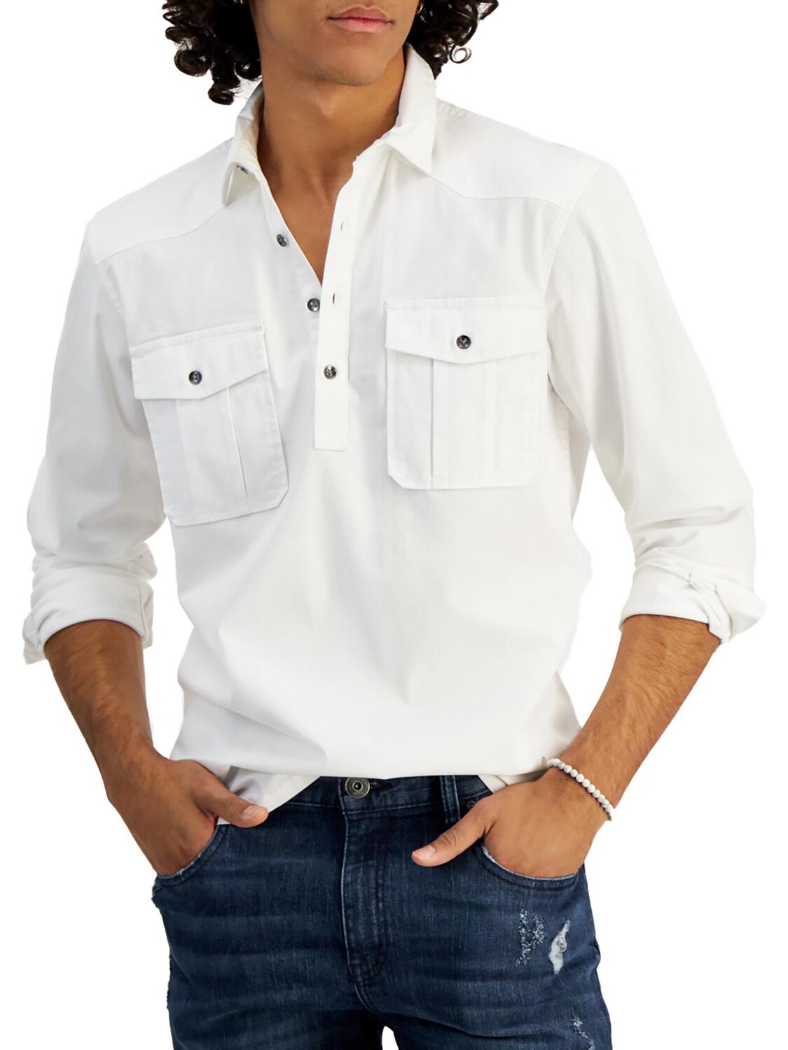 

Мужская рубашка на пуговицах стандартного кроя Popover INC, цвет Bright White
