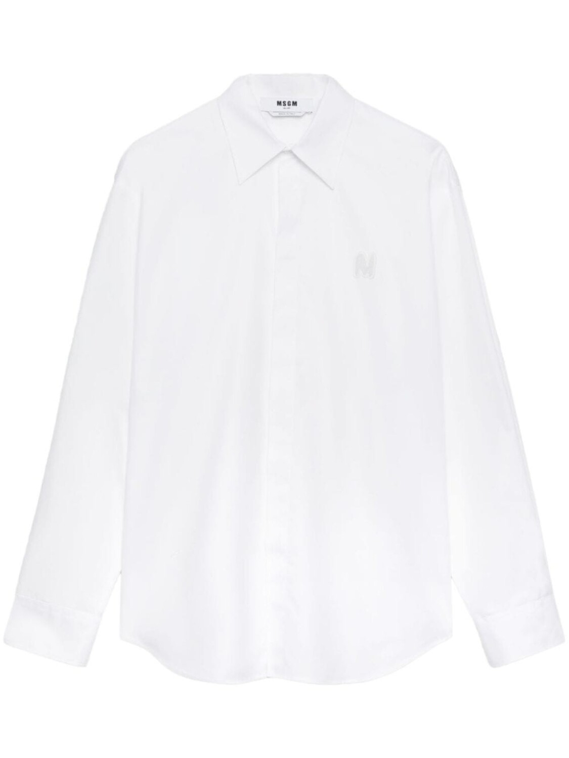 

MSGM рубашка с длинными рукавами и аппликацией логотипа, белый