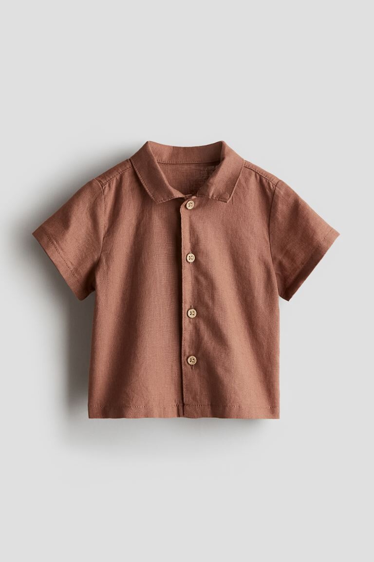 

Рубашка из смесового льна H&M, коричневый