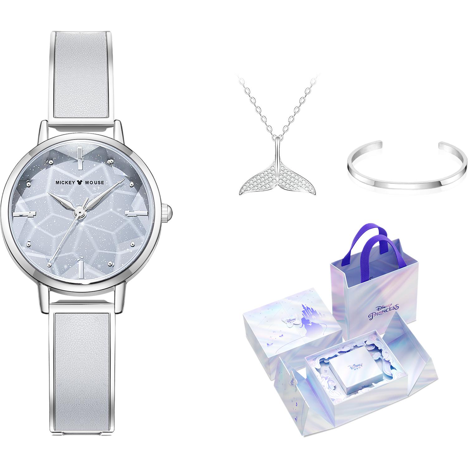 

Disney Часы Quartz Movement Watch Women's Watch Blue Dial, Poetic Silver Gray[Iridescent Princess Box]