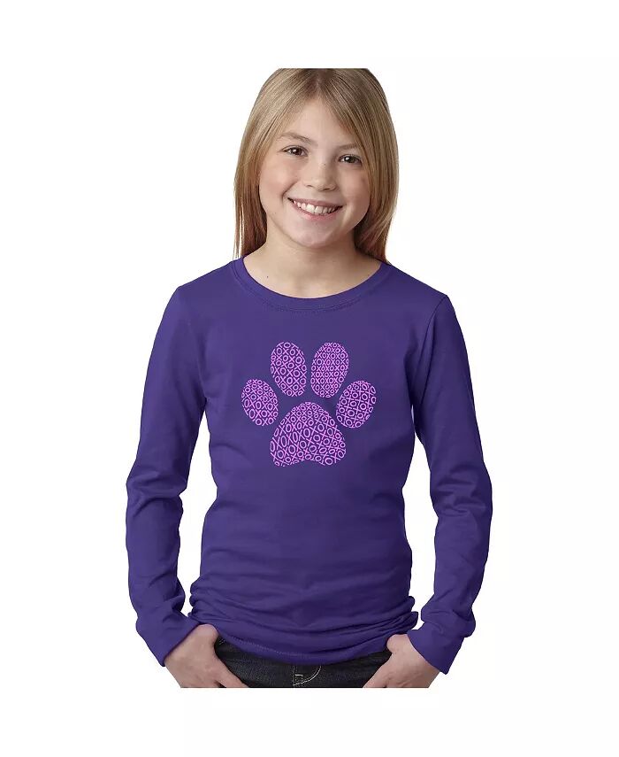 

Футболка с длинным рукавом Big Girl's Word Art - XOXO Dog Paw LA Pop Art, фиолетовый