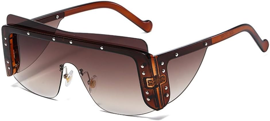 

Женские солнцезащитные очки без оправы, уникальные металлические солнцезащитные очки для женщин, модные без оправы для мужчин, женские очки с защитой от УФ-излучения UV400 TKKTLLT, Brown-brown