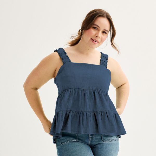 

Майка-топ с оборками для юниоров больших размеров So, цвет cyclone blue