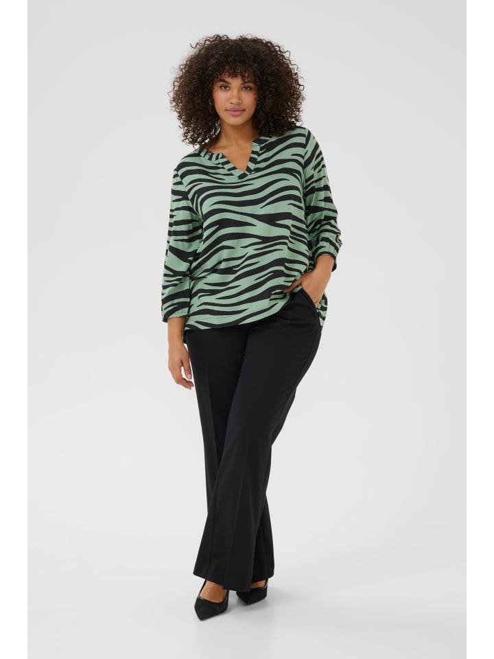

Блузка с короткими рукавами KCjanni, стандартный крой, зелено-черный, с рисунком животных KAFFE curve