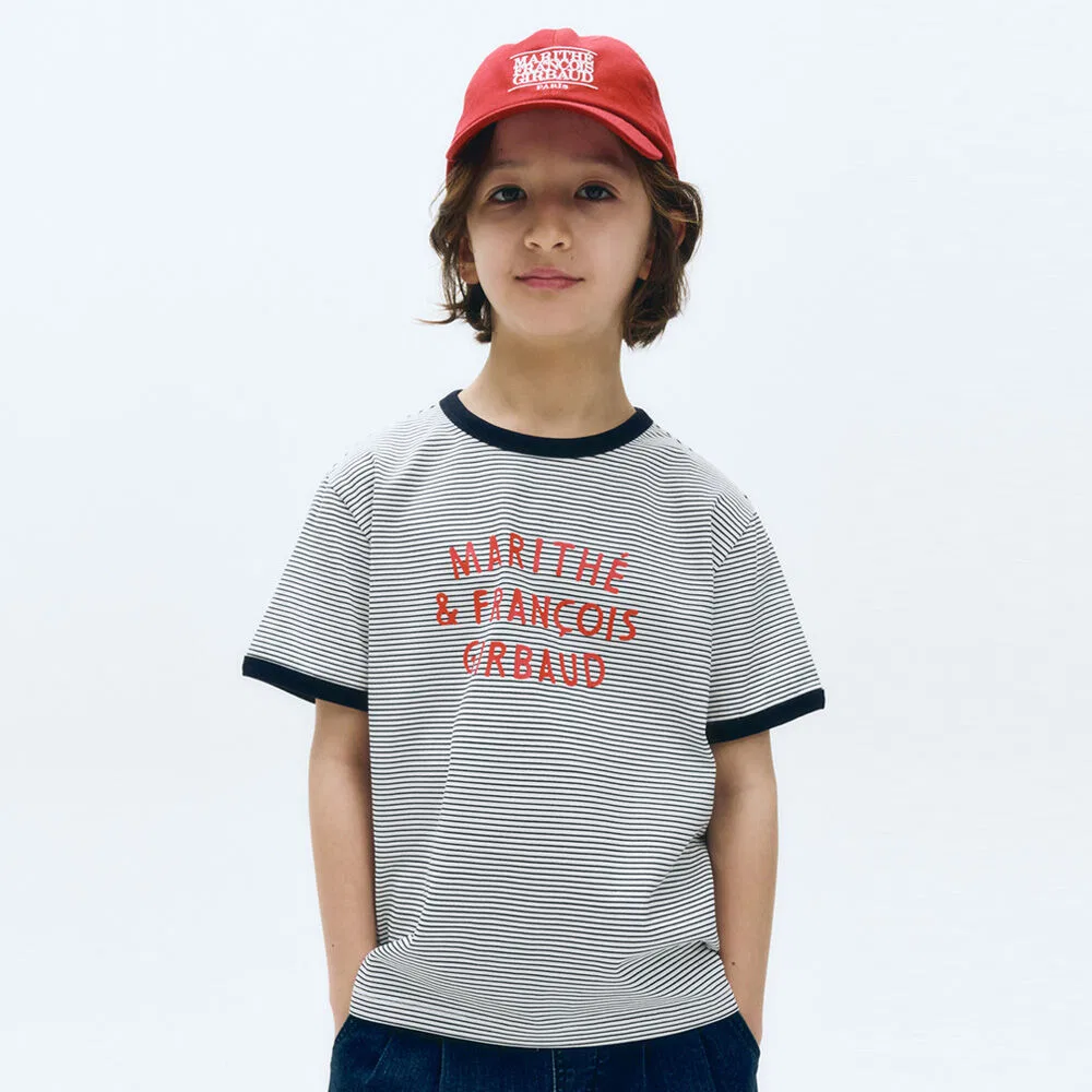 Детская футболка в полоску Basic Fit Ringer Marithé Kids тёмно-синяя
