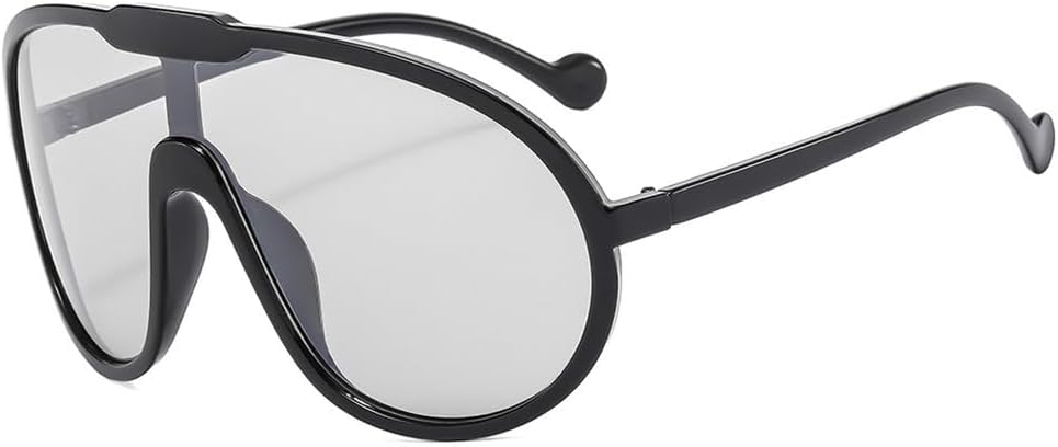 

Винтажные цельные солнцезащитные очки для женщин и мужчин, желтые, увеличенного размера, женские солнцезащитные очки с защитой от УФ-излучения UV400 VFDHN, Black Silver