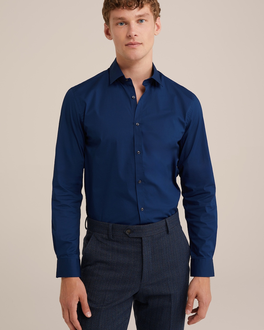 

Рубашка Slim Fit на пуговицах WE Fashion, темно-синий