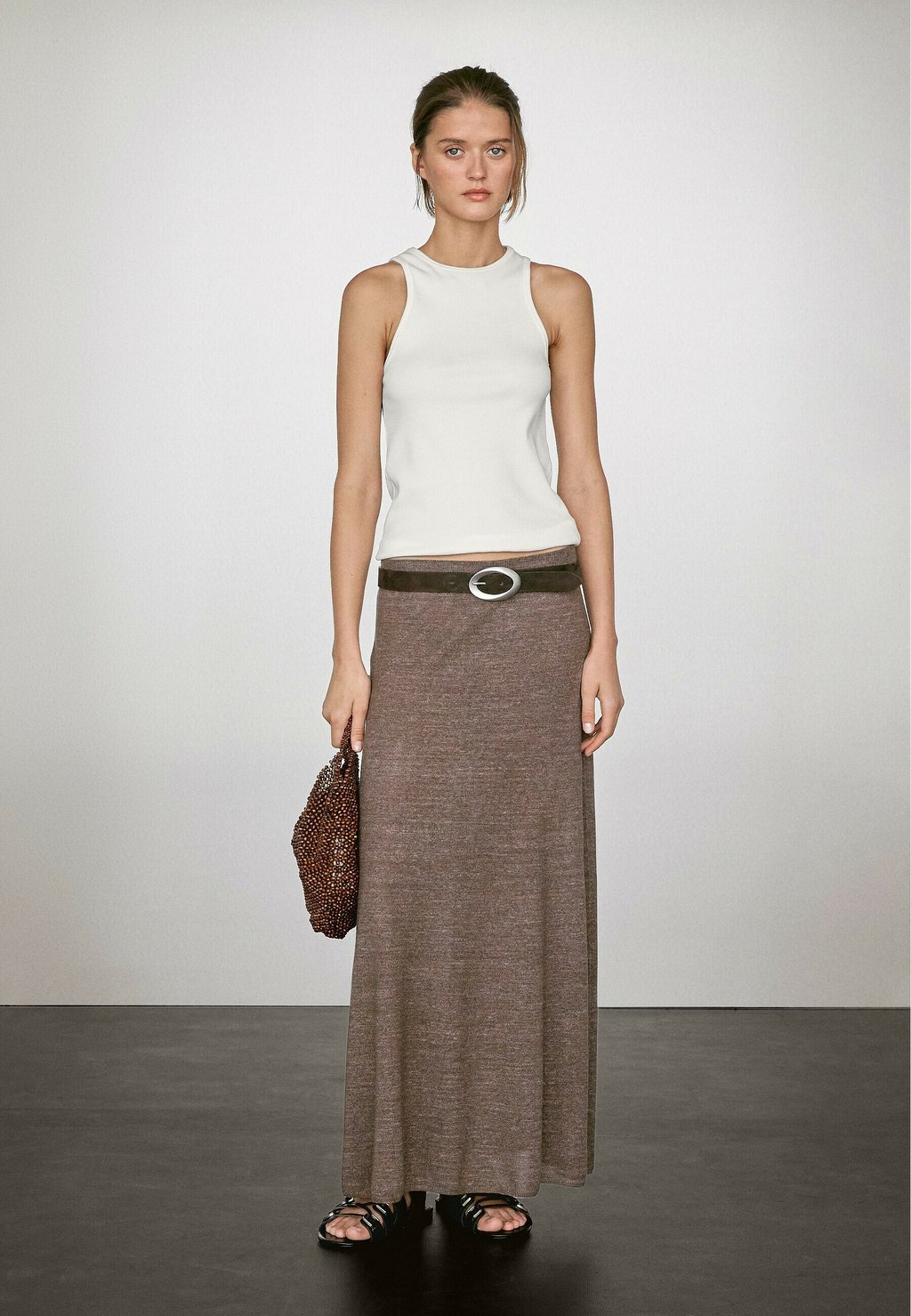 

Юбка макси Massimo Dutti, темно-коричневый