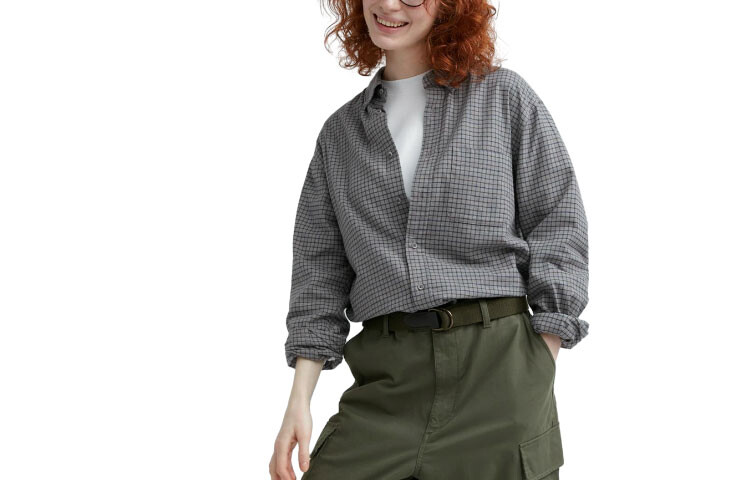 

Рубашка унисекс свинцово-серая Uniqlo, серый