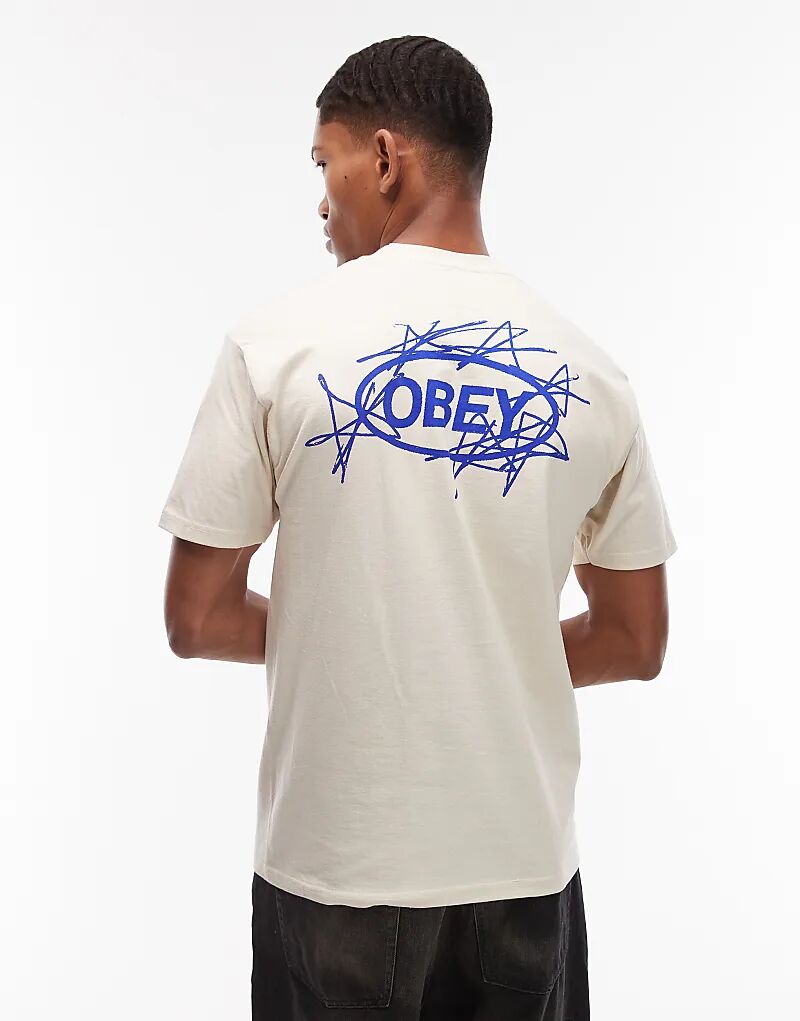 

Футболка Obey со звездами в бежево-белом цвете