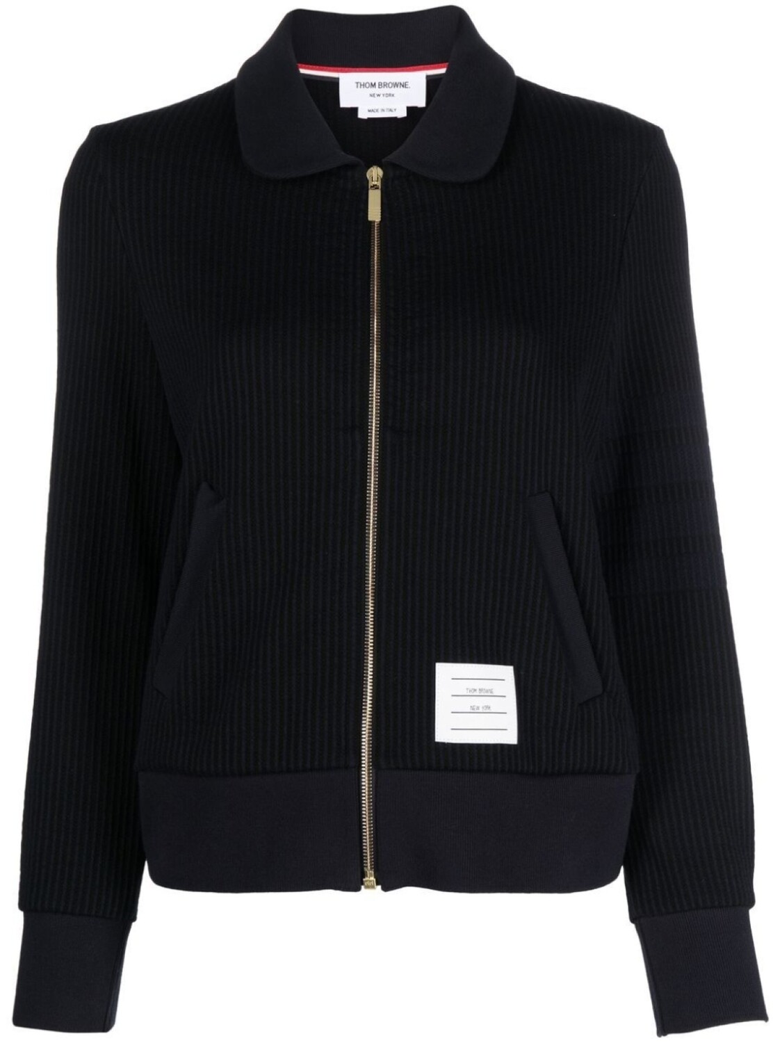 

Thom Browne seersucker 4-Bar zipped jacket, синий