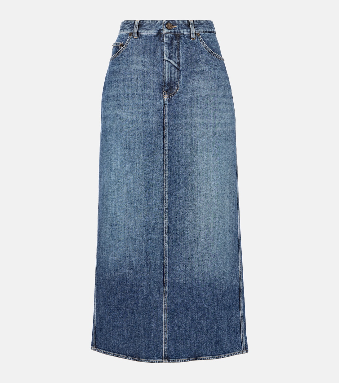 

Юбка макси из денима с высокой талией Ralph Lauren Collection, Blue Ridge Breeze Wash