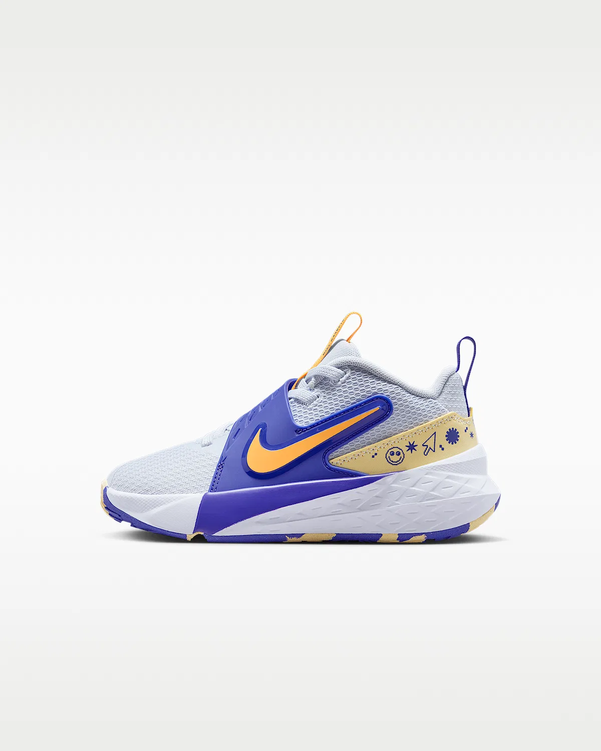 Детские кроссовки Nike Team Hustle D 12, Football Grey/Lapis/Soft Yellow/Laser Orange