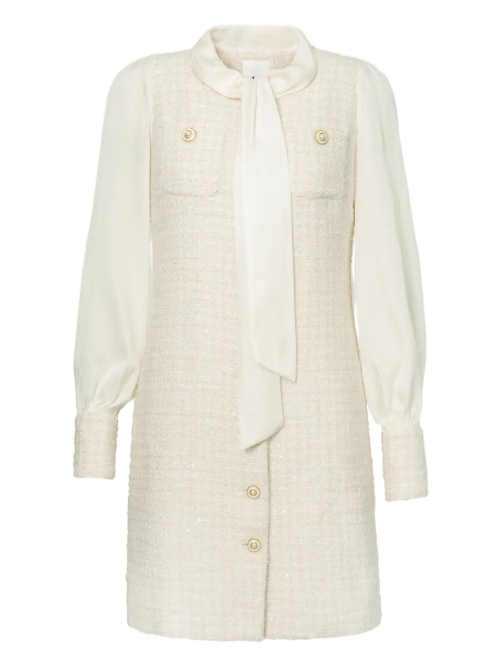 

Мини-платье из твида с бантом на шее Weill Paris, белый