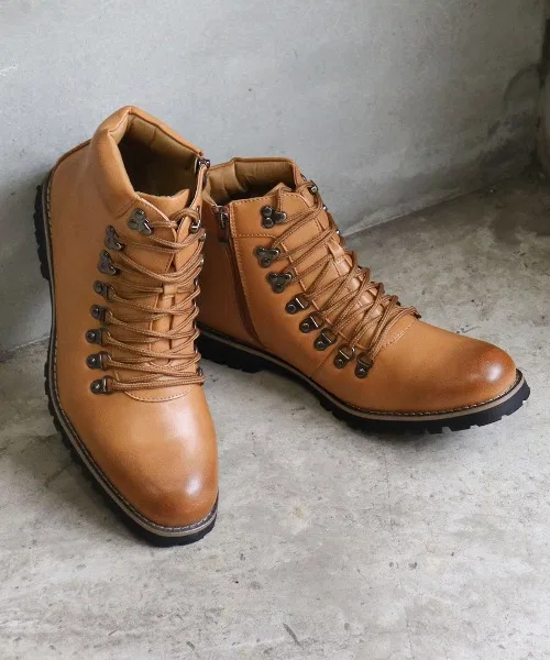 Ботинки горные Casual Mountain Boots из синтетической кожи на толстой подошве, коричневые