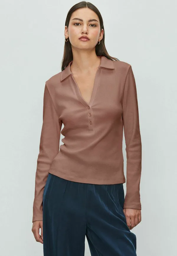 

Рубашка-Поло с длинным рукавом, стандартного кроя. Next, Mocha Brown