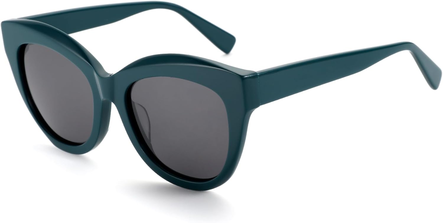 

Женские солнцезащитные очки ZENOTTIC с поляризацией: ретро-очки «кошачий глаз» — солнцезащитные очки, созданные для отдыха, с защитой от УФ-излучения UV400, Green Frame / Grey Lens