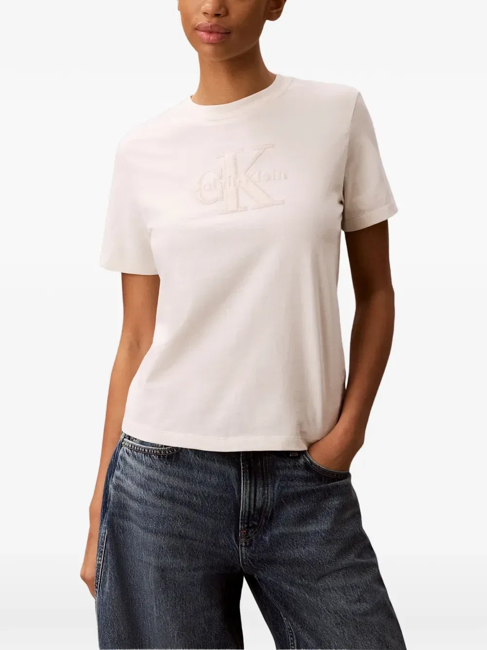 Футболка с короткими рукавами и вышитым логотипом Calvin Klein, розовый