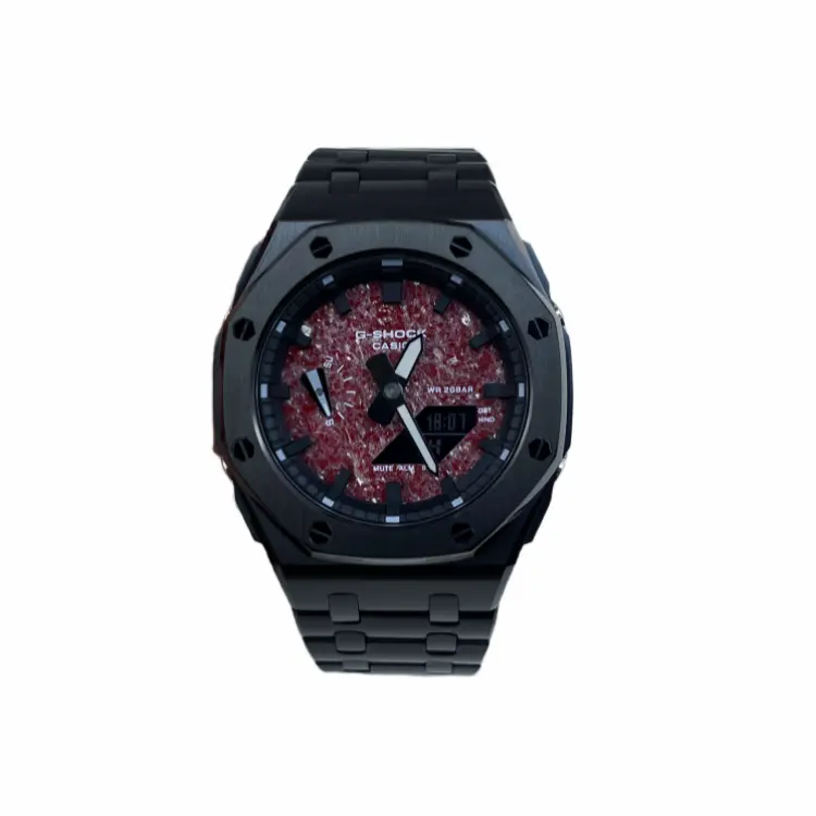 

CASIO Retrofit Series Quartz Movement Stainless Steel Watchband Watch Men's Watches Red Watch Dial