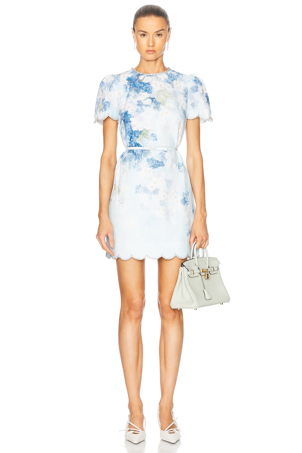 

Платье прямого кроя Crush с фестонами Zimmermann, цвет Blue Floral