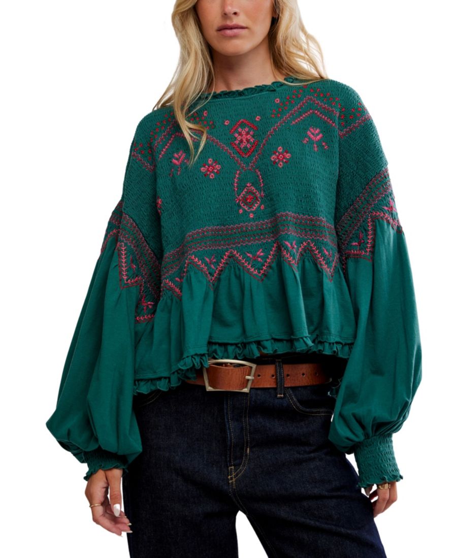 

Женская футболка с круглым вырезом и геометрической вышивкой Holly Free People, Green Combo, Зеленый, Женская футболка с круглым вырезом и геометрической вышивкой Holly Free People, Green Combo