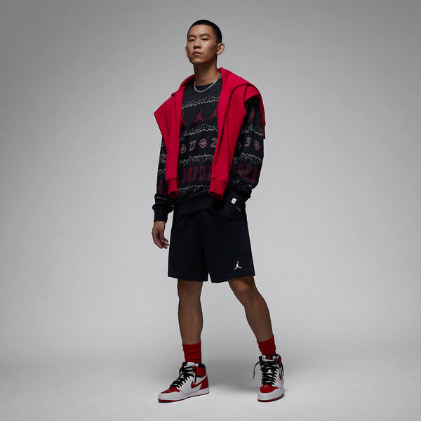 Свитер Air jordan essential holiday fleece crew 'Gym Red Black', красный — фото 3