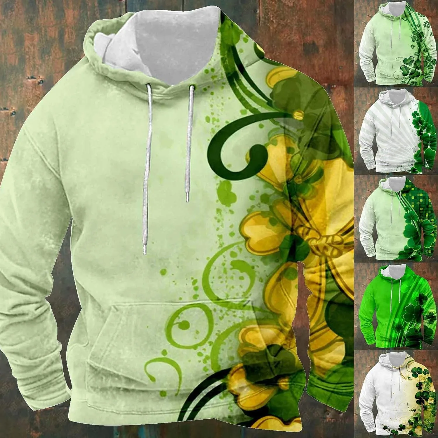 Толстовка St Patricks Day для мужчин с принтом клевера — фото 3